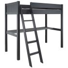 Cut out of Fargo high sleeper loft bed with no background. Bunk bed with full length desk in painswick blue.