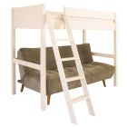 White high sleeper Fargo loft bed, with a sofa bed and a storage desk underneath 