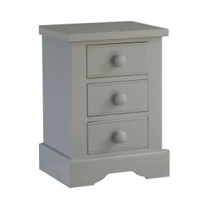 Grey traditional bedside cabinet with three drawers