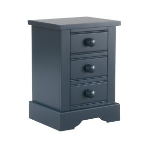 navy blue traditional bedside table with three drawers