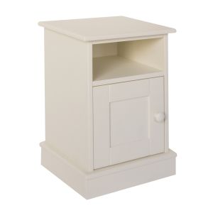 ivory white bedside cabinet with shelf and cupboard 