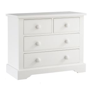Traditional style, sturdy chest of drawers in Pure White highly durable paint.