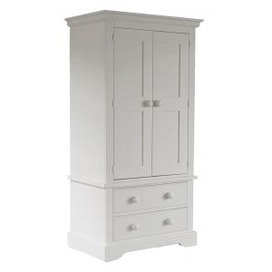 Traditional combination wardrobe in Pure White, with 2 doors and 2 roomy drawers below.